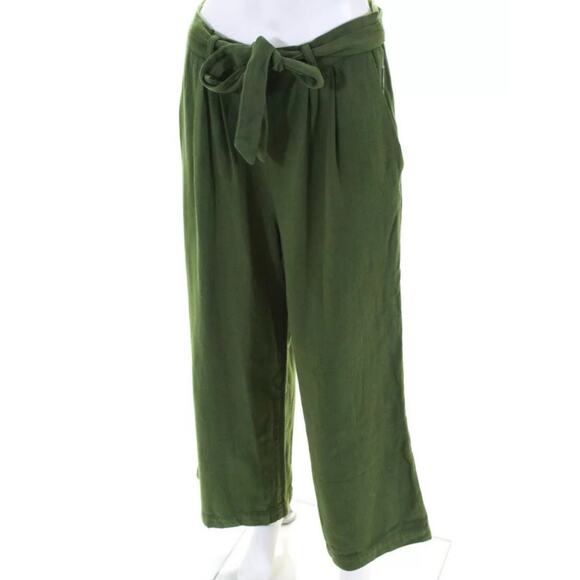 Trovata Birds of Paradis Tina Green High Rise Cropped Wide Leg Pants 6 NWT - Picture 6 of 10